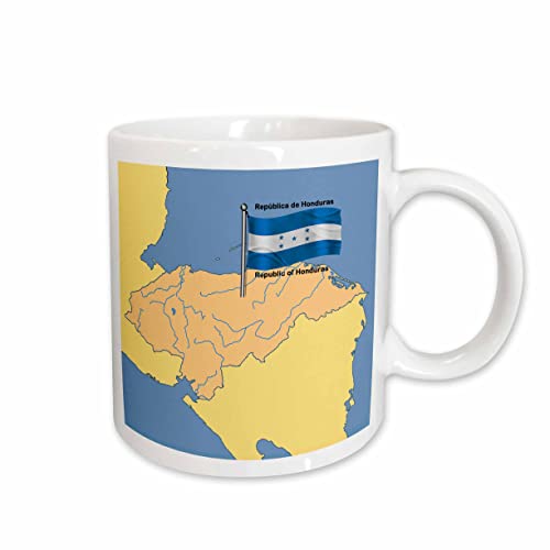 3dRose Flag & Map of Honduras with Republic of printed in both 15oz Mug