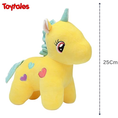 Image of TOYTALES Unicorn Soft Toy for Kids | Cute Plushie Stuffed Animal for Girls & Boys | Huggable Plush Toys for Baby | Adorable Unicorn Plushie Gift for Children | (25CM, Yellow)