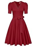[Eigenschaften]: Dieses Kleid hat ein gespleißtes Spitzendesign mit tiefem V-Ausschnitt und gleichfarbigem Netz auf der Spitzenunterseite; Stoffbänder in der Taille; Puffärmel mit umgekehrten Falten auf der Vorder- und Rückseite; ein unsichtbarer Reißverschluss im zurück;