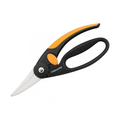Fiskars Allzweckschere, Länge: 22 cm, Rostfreie Stahl-Klinge/Glasfaserverstärkte Kunststoff-Griffe, Schwarz/Orange, Elegance, P45, 1001533