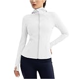 Xyvolix Athletic Jackets For Women Zip Up Workout Jacket With Pockets Women's Yoga Jackets Slim Fit With Thumb Holes