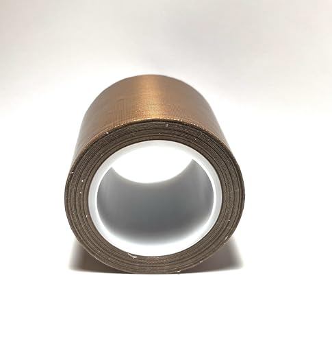 Image of 2 inch inch x 30 Feet x 5 mil PTFE Tape, PTFE Film Tape Sheets with Single Side Silicone Adhesive, High Temperature Tape (1 roll) - 51mm x 10 Meters 5 mil., Brown