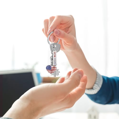 Amosfun Amerykański dzień niezależności Keychain 4. lipiec Dzień narodowy USA patriotyczne kółko na klucze metalowy pierścień na klucze New York