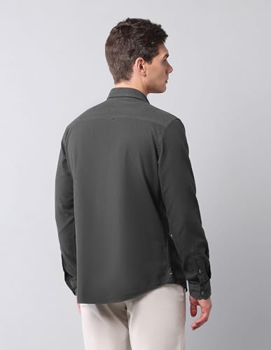 Image of U.S. Polo ASSN. Solid Slim Fit Shirts for Men - 100% Cotton, Full Sleeve Mens Casual Shirts