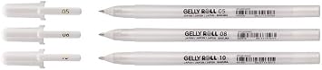 SAKURA Gelly Roll Basic White Gel Pen Set of 3, Assorted Sizes | Opaque Pens for Highlights, Drawing & Crafts