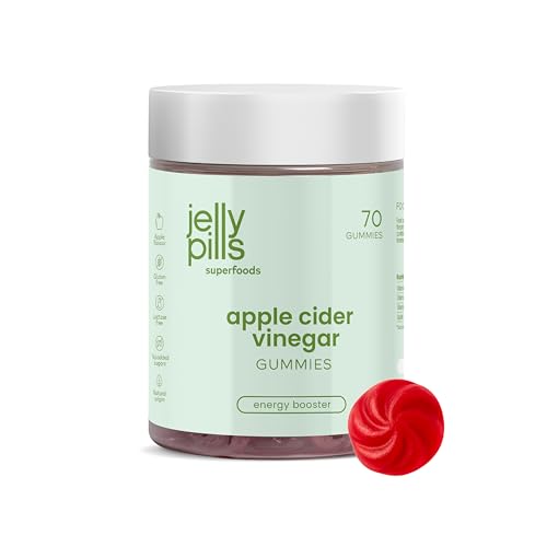 Jelly Pills Gummies Vinagre de Manzana 1.000mg con Cromo - Cápsulas Sin Azúcares Añadidos - 70 Gummies Veganas Sabor Manzana Natural - Detox con Ácido Acético y Remolacha