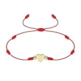PATIKIL イニシャルブレスレット、調節可能なハートリンク文字Q ハンドメイドロープ編みブレスレット 金メッキアルファベットチャームジュエリー 女性 ティーン ママ 誕生日 レッド