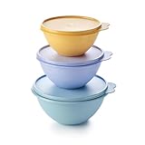 Tupperware Essentials Wonderlier - Juego de 3 cuencos de almacenamiento de alimentos, prepara, almacena y transporta tu comida, tapa hermética, duradero y reutilizable, apilable y apilable, ahorra