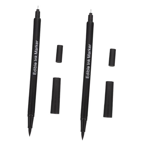 HIAKDOFT Penna da Forno Commestibile a Doppia Punta 0,7 Mm per Decorare Biscotti e Dolci su Fondente e Glassa, Set da 2 Pezzi Colore Nero, Strumenti per Pittura Alimentare e Forniture