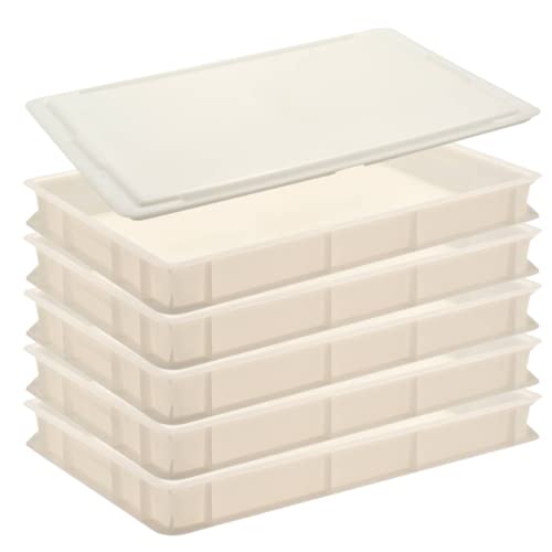 L'oro Del Sud Dough Proofing Box (5 Pack + 1 Lid), White, Commercial Stackable Pizza Proofing Dough Box (23.6 Inch X 15.74 Inch X 2.75 Inch). 1 Lid Included. #TOP28