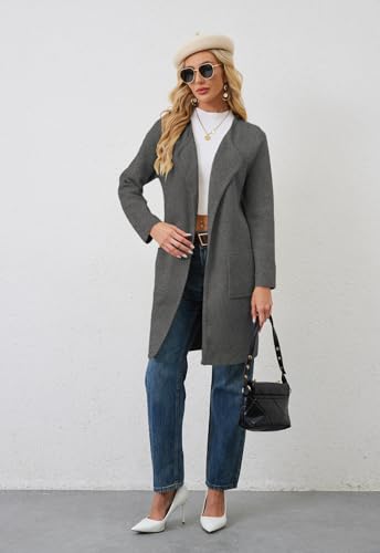 Image of Alaster Queen Women's Open Front Knit Long Fall Sweater Cardigan Coatigan | Long Sleeve,Wide Lapel Neck,Soft Knit Sweater Fabric,Two Patch Pockets,Outerwear Jacket,Work,Daily Wear,2026 Trendy Lady Coat