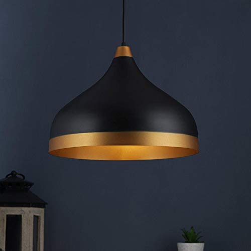 ELIANTE by Jainsons Lights | Modern Black Metal Single Hanging Light/Ceiling Decorative Chandelier Light Lamp by Jainsons Lights - M-46-HL-BIG-BK-GD - Without Bulb (B08YNYRY2C) Amazon Price History, Amazon Price Tracker