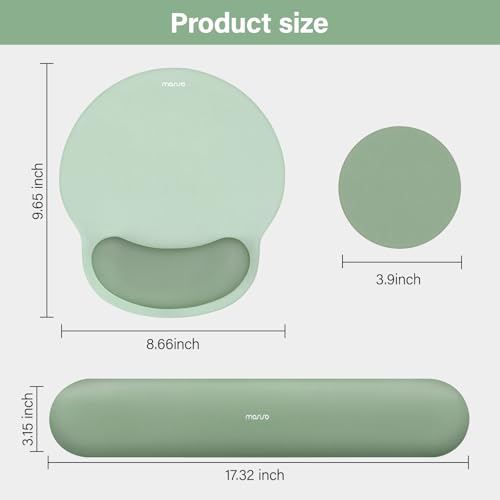 MOSISO Wrist Rest Support for Mouse Pad&Keyboard Set, Circle Curved Ergonomic Mousepad&Coaster Non-Slip Base Home/Office Pain Relief&Easy Typing Pad with Soft Cloth&Silicone Lining, Antique Green - Image 7
