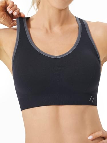FITTIN Racerback Sports Bra for Women: High Impact Padded Top Black