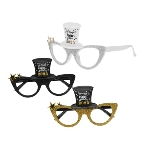 SOLUSTRE Funny Party Glasses Set 2025 Celebration Eyewear 3pcs Glitter Sunglasses for Birthday Party Decorations