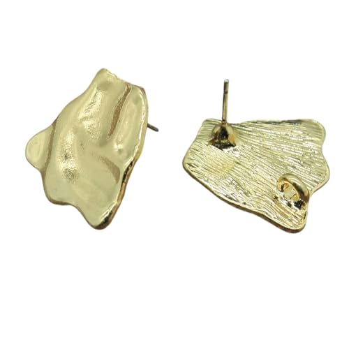Boucles d'oreilles goujons de base au design déformé asymétrique, finition dorée éclatante