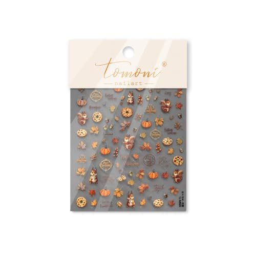 Fall Nail Stickers Cute Maple Leaf Pumpkins Bunny Nail Decals 1PCS 5D Embossed Self-Adhesive Cute Autumn Nail Design Sticker DIY Nail Manicure Accessories Fall Nail Decorations Nail Art for Women - Image 7