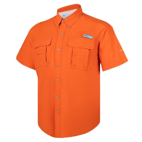 Mens UPF UV 50+ Sun Protection Magellan Fishing SPF Camping Hiking Short Sleeve Shirts(Mandarin 212XL)