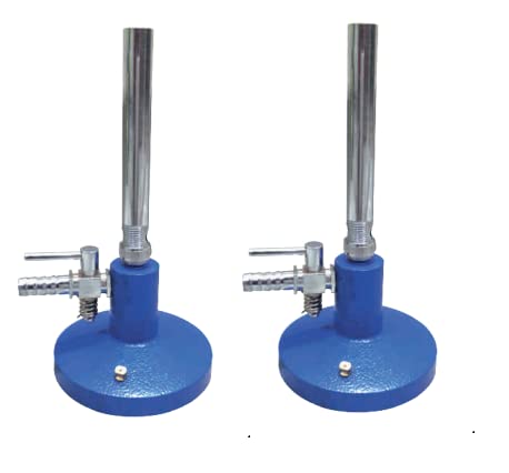 Burner Bunsen - Heavy Base with stopcock 120mm (4.72") - BRASS PIPE - CAST IRON BASE - PACK OF 2