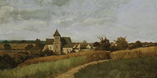 Lienzo Un villaggio al tempo del raccolto de Henri Harpignies 60x90cm