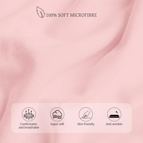 Image of HBHLFZ Full Fitted Sheet Only, Soft Breathable Bottom Sheet - 54 inchx75 inch Deep Pockets Full Size Fitted Sheet - All Around Stretch Fit, Wrinkle Resistant, Colorfast - Easy Care, Light Pink