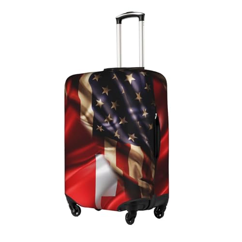 Travel Luggage Cover Combined Tonga And Usa Flag Fashion Washable Baggage Suitcase Protector Fit For Luggage Medium2
