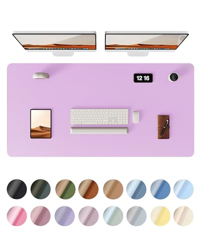 Image of YSAGi Leather Desk Pad Protector, Office Desk Mat, Large Mouse Pad, Non-Slip PU Leather Desk Blotter, Laptop Desk Pad, Waterproof Desk Writing Pad for Office and Home (Taro Purple, 47.2 inch x 23.6 inch)
