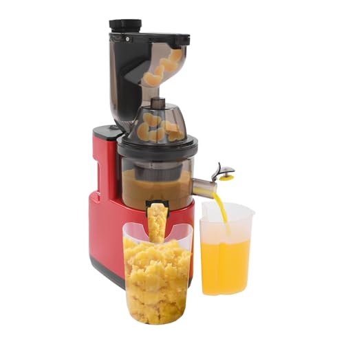 soudesileim Saftpresse Elektrisch Edelstahl mit 400ml Saft Tasse, Slow Juicer 65-80 U/min, Entsafter Gemüse und Obst, Große Fütteröffnung, Doppelkanaliger Entladungsanschluss (Rot) soudesileim Saftpresse Elektrisch Edelstahl mit 400ml Saft Tasse, Slow Juicer 65-80 U/min, Entsafter Gemüse und Obst, Große Fütteröffnung, Doppelkanaliger Entladungsanschluss (Rot)