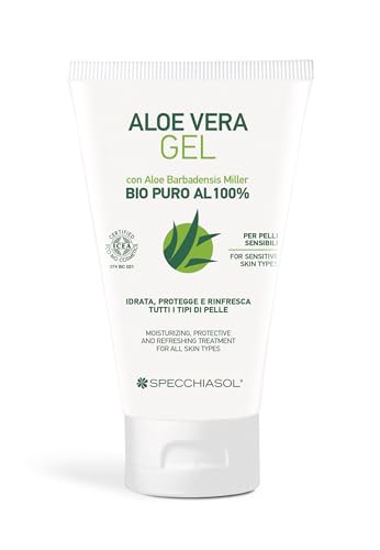 Specchiasol - Aloe Vera Gel Bio Puro 100% Idratante e Lenitivo per Pelli Sensibili 150ml - 982885360