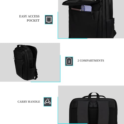Image of F Gear Dublin Black 24L Premium Soft Touch Laptop Backpack | Fits 17 inch Laptop | Lightweight with Tablet Sleeve, 2 Compartments & Luggage Strap |Water-Resistant | Ideal for Office, College & Travel