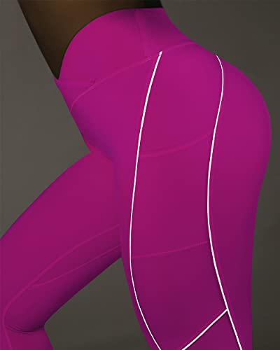 Image of SUUKSESS Women Reflective High Waisted Running Leggings with Pockets Yoga Pants