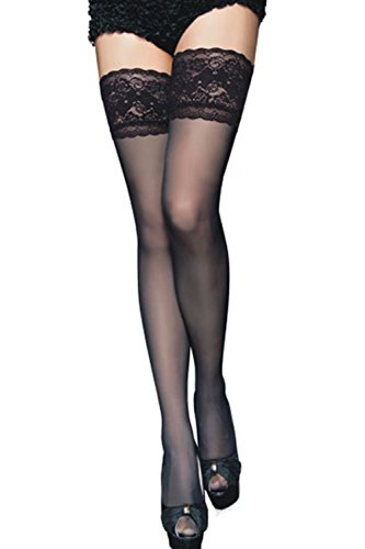 Sexy Negro Hold Ups Medias Encaje Top Muslo Alto Tamaño 8 10 12 14 San Valentín