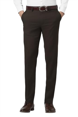 Image of Van Heusen Men's Mid Rise Slim Fit Durapress Flat Front Trousers | Superior Comfort | Auto-Flex Waist Band | Soft Touch