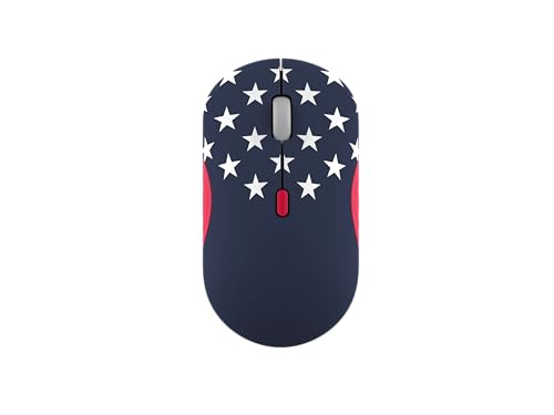 Image of Lenovo 350 Bluetooth Silent Mouse (Fan Edition), Wireless Ergonomic Ambidextrous Design, Bluetooth 5.3, Adjustable DPI up to 2400, 36 Month Battery Life, Recycled Materials, USA Flag