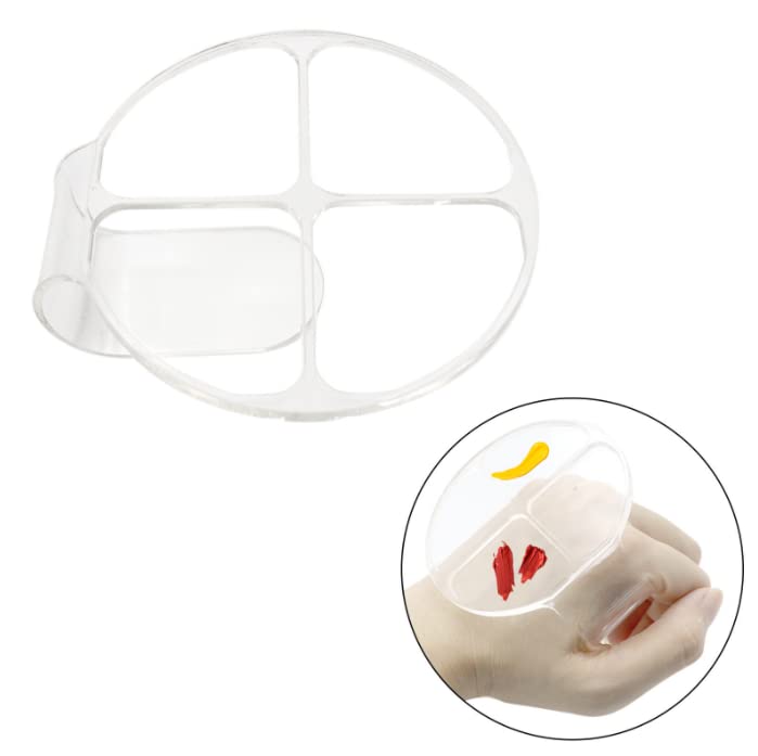 HLLMX - 2 bandejas de mezcla de maquillaje de mano, paleta de mezcla de maquillaje de mano, paleta de manicura acrílica, paleta de base transparente, sombra de ojos, paleta de manos para mezclar base