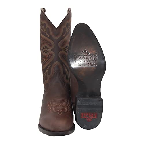 Men’s Genuine Leather Round Toe Embroidered Mid Calf Cowboy Boot4