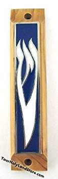 Olive Wood Door Mezuzah From Holy Land with Scroll