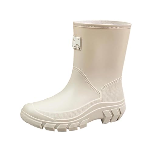 Botas de goma para mujer, medias altas, antideslizantes, para trabajo, Blanco, 38.5 EU