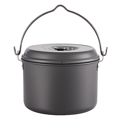 HOLIDYOYO 1Pc Outdoor Cooking Pot with Folding Handle Lightweight Camping Pot for People for Hiking Backpacking and Picnics Durable Design with Riveted Ears