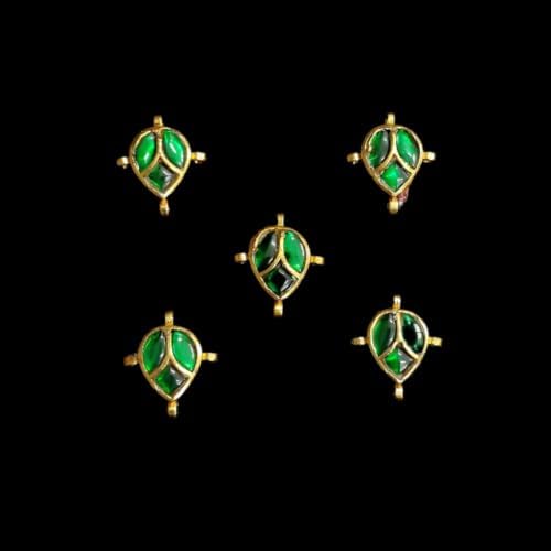 Green Kundan Jadau Teardrop Charm Connector 15X13Mm Jewelry Making Pendant Connector Diy Craft Single Piece Traditional Jewelry Findings_7142 image 2