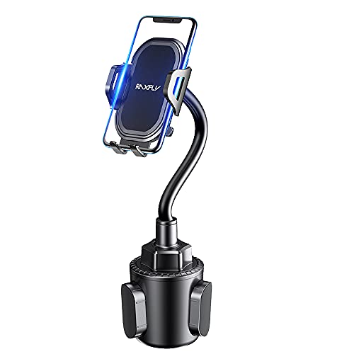 Cup Car Phone Holder for Car - RAXFLY Hands Free Adjustable Long Gooseneck Car Cup Holder Phone Mount Compatible with iPhone 12 Pro Max Samsung Note 20 S20 Plus All Smartphone