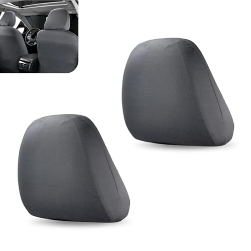 Downhill 2 PCS Car Seat Headrest Cover, Elastic and Soft Car Headrest Protective Covers, Reusable Breathable Interior Dust Cover, Universal Seat Headrest, for Cars, Trucks and SUVs (Gray)