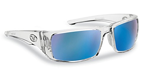 Flying Fisherman Morocco Polarized Sunglasses with AcuTint UV Blocker for Fishing and Outdoor Sports, Crystal Frames/Smoke-Blue Mirror Lenses