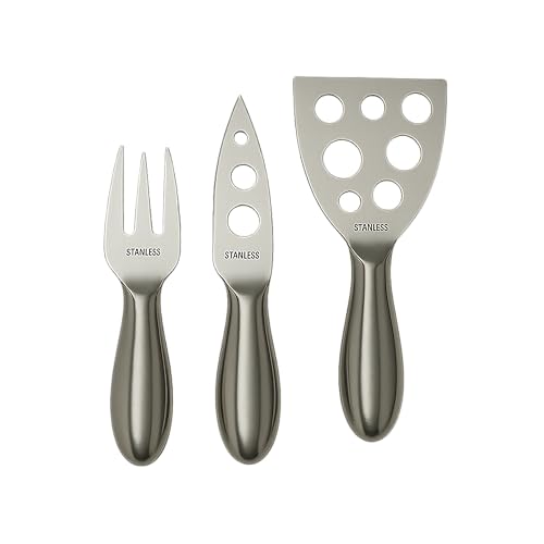 AKINDA Home - Set 3 coltelli formaggio in acciaio inox - coltelli formaggio - set formaggio acciaio - coltelli formaggio inox - coltelli acciaio pieni - set 3 coltelli cucina