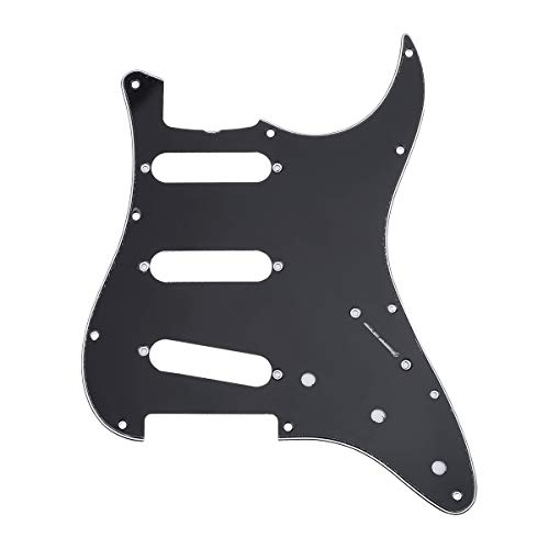 Musiclily Pro 11 Trous 62 Strat SSS Pickguard Guitare Plaque de Protection pour MIJ JPN Japan Stratocaster, 3 plis Noir - Les Beatles, Paul McCartney, John Lennon, RIngo Starr, George Harrison Musiclily Pro 11 Trous 62 Strat SSS Pickguard Guitare Plaque de Protection pour MIJ JPN Japan Stratocaster, 3 plis Noir