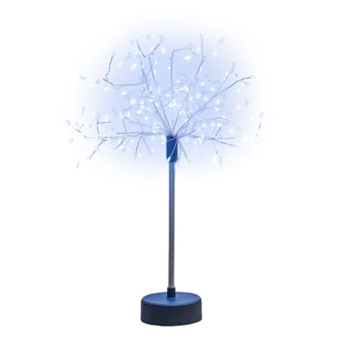Fireworks Table Lights Battery Powered LED Firework Copper Wire Lights Bouquet Shape Desk Lamp for Bedroom Living Room (White)