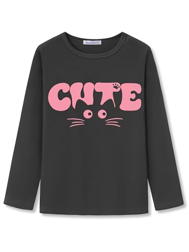 Image of Girls Long Sleeve T-Shirt Cute Versatile Basic Casual Top Size 6-18 | Soft Stretchy Tee for All Day Comfort, Versatile Layering Top for Cold Days, Cute Casual Style for Girls, Durable Easy Care