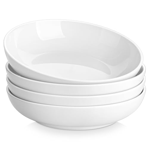 MALACASA, Serie Regular, 4 Teilig Pastateller Suppenteller Cremeweiße...