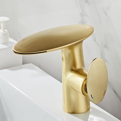 Robinet de lavabo mitigeur eau chaude froide noir or brossé pour vasque
