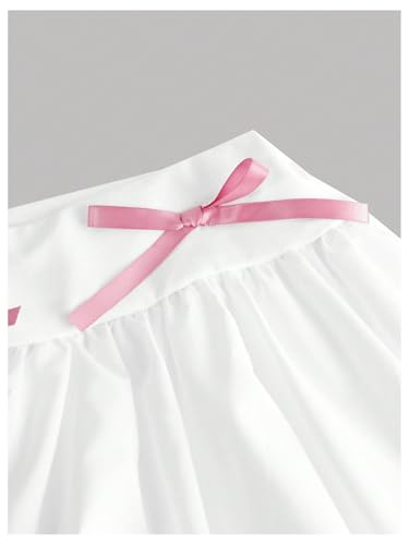 Image of Verdusa Girl's 2 Piece Bow Outfits Short Sleeve Fitted Crop Tops with Mini Bubble Skirt Set